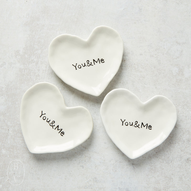 Creative Co-op YOU AND ME CERAMIC HEART DISH