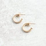 eNewton Design ROUND GOLD POST HOOP EARRINGS Textured 4mm 0.5