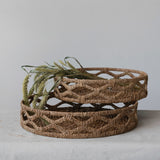 Creative Co-op LATTICE EDGE ROUND BANKUAN TRAY 18