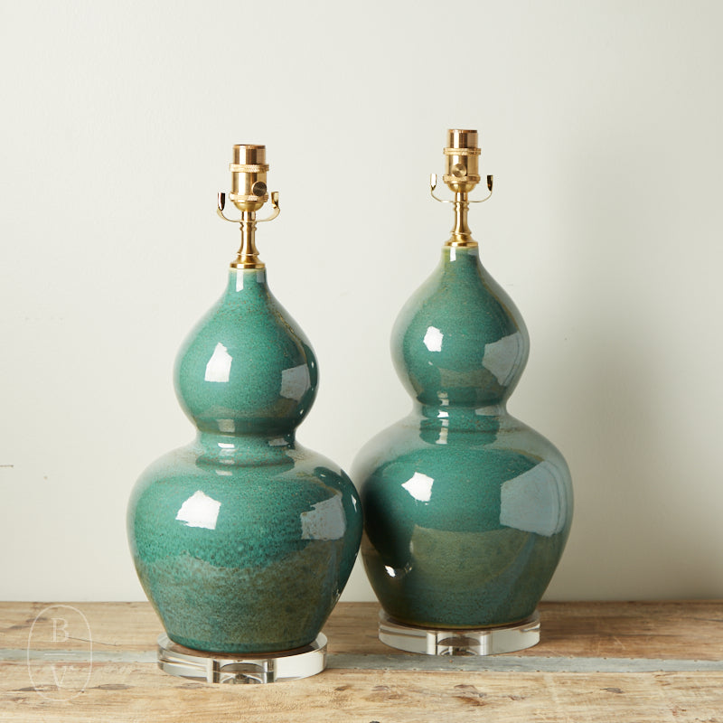 The Han House TEAL GREEN GOURD LAMP NO SHADE