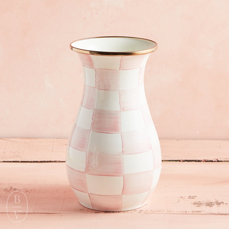 MacKenzie-Childs TALL VASE Rosy Check