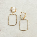 Virtue SUN PEARL POST GOLD BRANCH RECTANGLE EARRINGS White