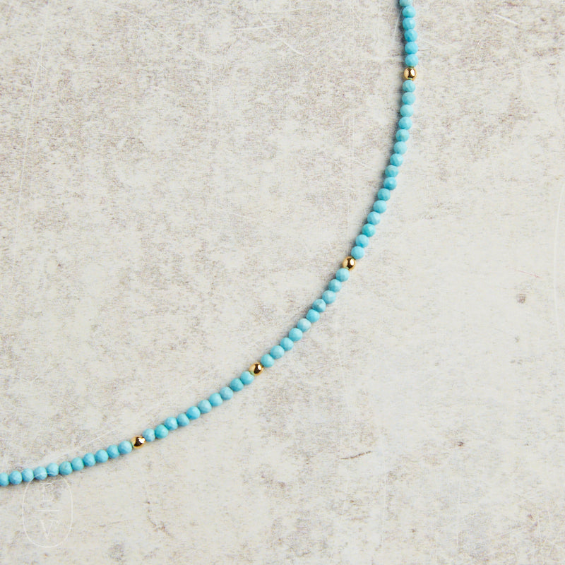 Elyssa Bass Designs GOLD ACCENT SMALL BEAD NECKLACE Turquoise