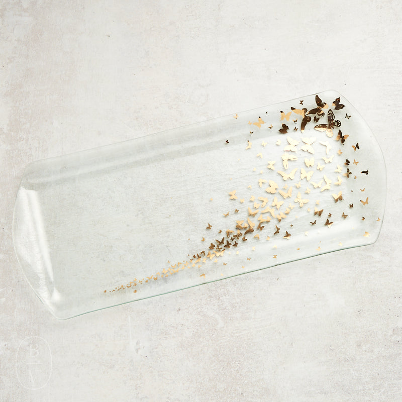 Annieglass BUTTERFLY RECTANGULAR TRAY
