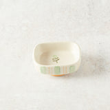 Creative Co-op HANDPAINTED DISH STRIPES AND FLOWERS