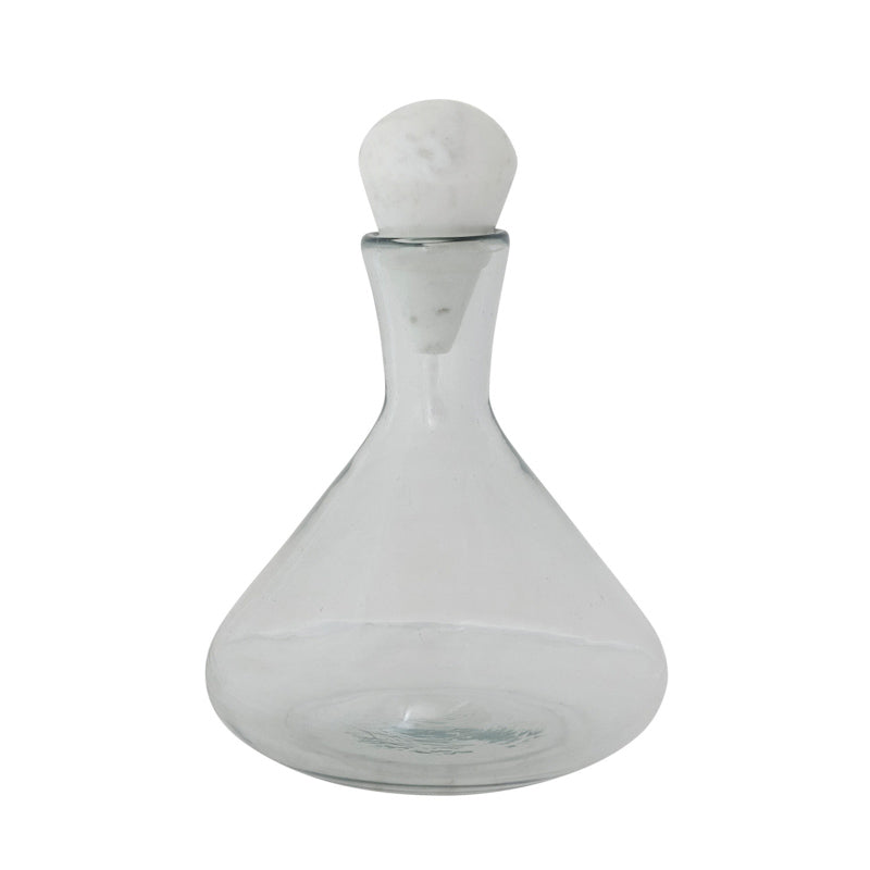 Creative Co-op GLASS DECANTER WITH WHITE MARBLE STOPPER