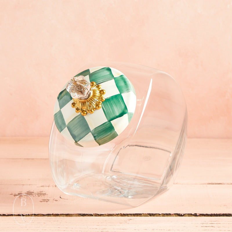 MacKenzie-Childs COOKIE JAR WITH LID Emerald Check