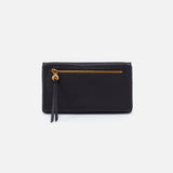 Hobo LUMEN LARGE CONTINENTAL WALLET Black Pebbled Leather