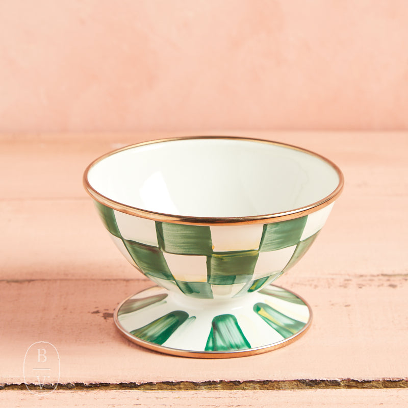 MacKenzie-Childs ICE CREAM DISH Emerald Check
