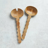 Bloomingville SCALLOPED HANDLE MANGO WOOD SALAD SERVER SET