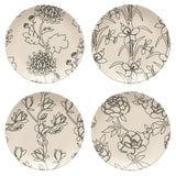 Casafina by Costa Nova ELEMENTS SALAD DESSERT PLATE SET OF 4 Flora
