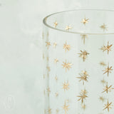 Creative Co-op STARBURST PATTERN ETCHED GLASS FOOTED HURRICANE