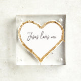 Eva Belle ACRYLIC SIMPLE HEART Jesus Loves Me 3x3