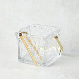 Creative Co-op TEXTURED GLASS ICE BUCKET WITH TONGS