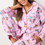 Printfresh PARISIAN POODLES LONG SLEEP SET Paris Pink