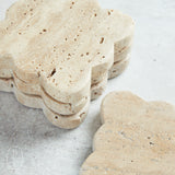 Creative Co-op SCALLOPED EDGE TRAVERTINE COASTER SET