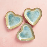 Creative Co-op GOLD EDGE STONEWARE HEART DISH