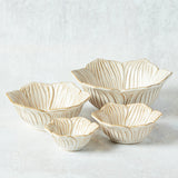 Bloomingville STONEWARE FLOWER SHAPED BOWL SET OF 4 White