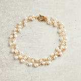Virtue PEARL ROSARY TRIPLE LAYER NECKLACE PLAIN White Gold