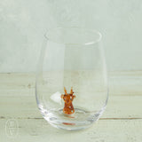 Creative Co-op HOLIDAY STEMLESS WINE GLASS WITH FIGURE Reindeer