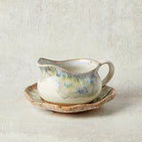 Etta B Pottery GRAVY BOAT SAUCER SET Botanical
