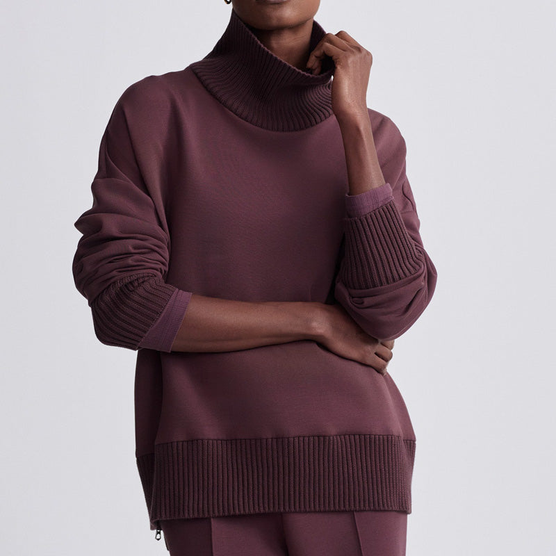 Varley BARKER HIGH NECK SWEAT Deep Mahogany