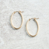 eNewton Design OVAL GOLD HOOP EARRINGS Smooth 1