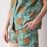 Printfresh HIGHLAND COWS LIGHTWEIGHT FLANNEL SHORT SET Soft Thistle