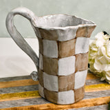 Dixie Pottery PITCHER WITH DESIGN Mocha Check