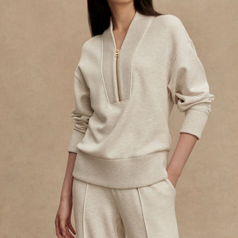Varley SALLY HALF ZIP SWEAT Ivory Marl