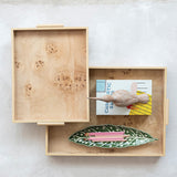 Creative Co-op BURL WOOD VENEER TRAY WITH HANDLES
