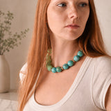 Golden Stella ACRYLIC BALL BEADED NECKLACE Blue Light Green