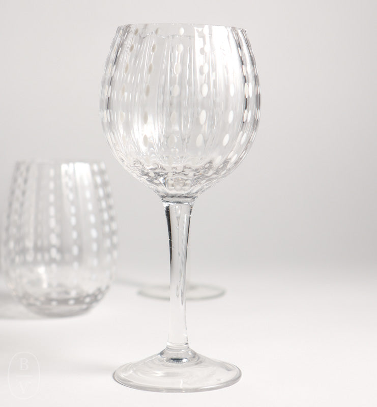 Zodax WHITE DOTS WINE GOBLET GLASS