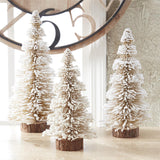 K and K Interiors FLOCKED GOLD GLITTERED BOTTLE BRUSH TREE 14