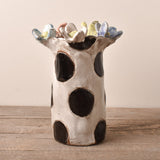 Dixie Pottery VASE NO 2 WITH 5 FLOWERS Black Dot