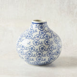 Creative Co-op HAND STAMPED STONEWARE VASE Blue & White 4