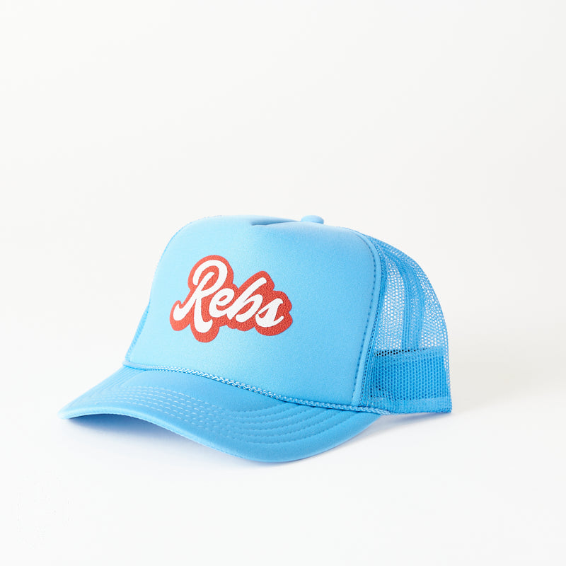 Littlebrightbird GAMEDAY DOUBLE PUFF SCRIPT TRUCKER HAT Rebels Light Blue