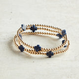 eNewton Design SIGNATURE CROSS PATTERN BEAD BRACELET Navy