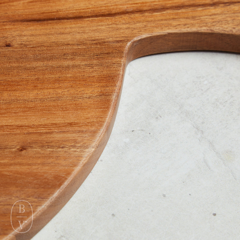 Creative Co-op SUAR WOOD CHEESE CUTTING BOARD WITH HANDLE
