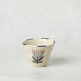 Creative Co-op STRIPED RIM FLOWER STONEWARE CUP Navy