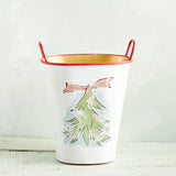 Creative Co-op HOLIDAY METAL BUCKET WITH HANDLES Joyeaux Noel