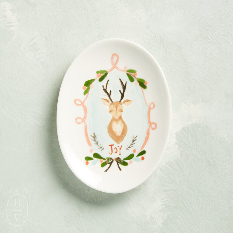 Creative Co-op DEER HOLIDAY WORD DISH Joy