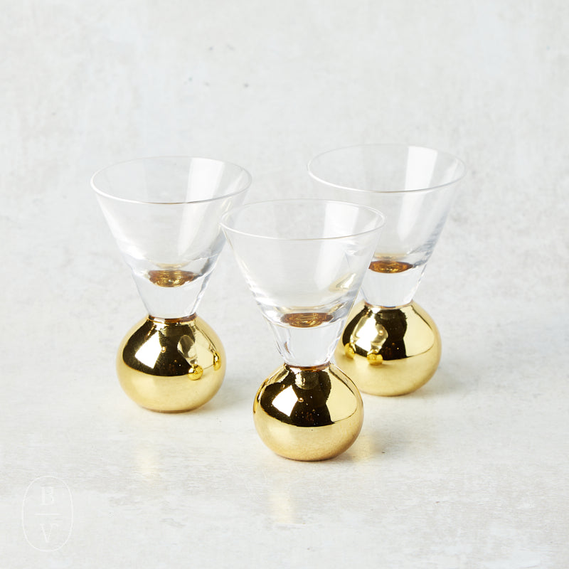 Creative Co-op SHOT GLASS WITH GOLD BALL STEM