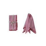 STITCHED EDGE SCALLOPED NAPKIN SET OF 4