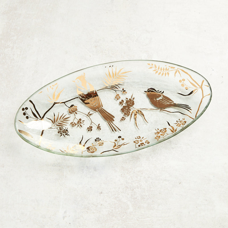 Annieglass BIRDSONG SMALL OVAL PLATTER Gold