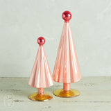 Cody Foster PETITE PLEATED GLASS TREE WITH BALL TOPPER Pink Red