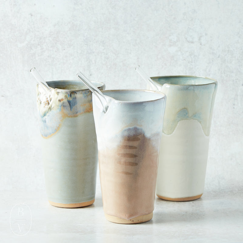 Etta B Pottery TUMBLER WITH GLASS STRAW