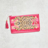Creative Co-op TIGER COTTON VOILE ZIP POUCH Pink