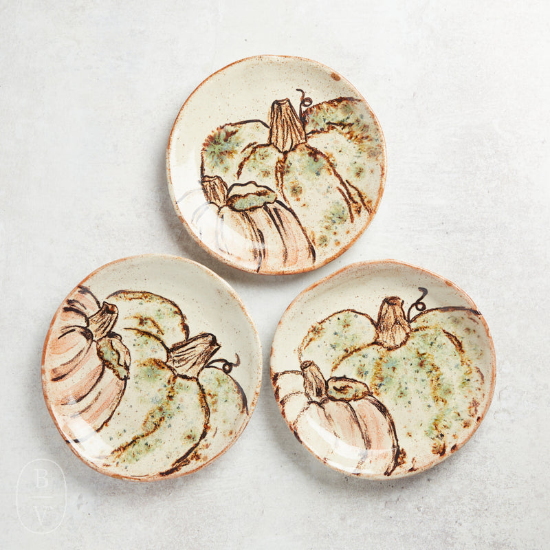 Etta B Pottery ROUND SALAD PLATE WITH PUMPKINS BRIOCHE