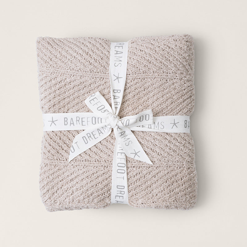 Barefoot Dreams COZY SHINE HERRINGBONE BLANKET Stone